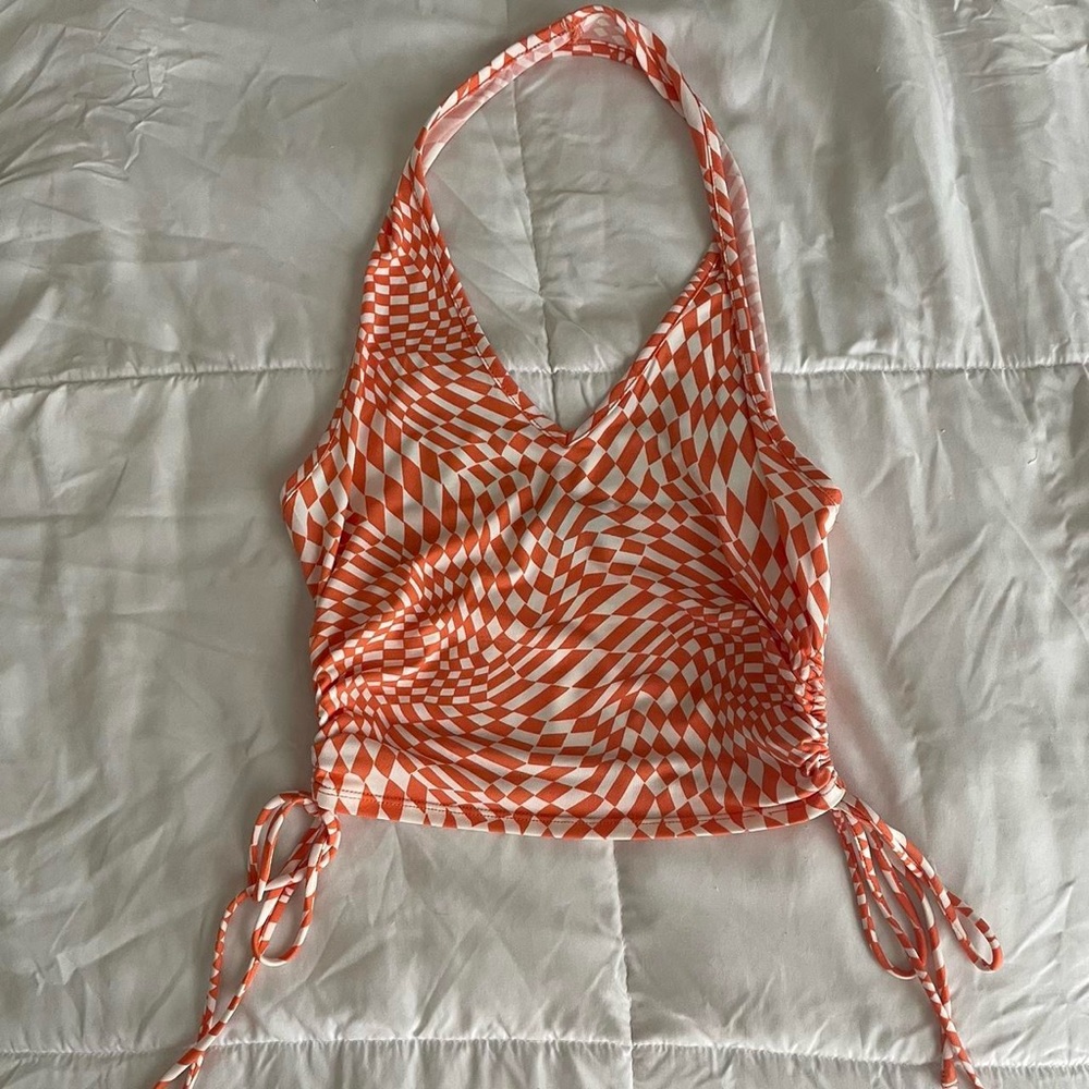 Orange checkered halter top